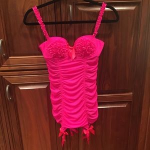 VICTORIA SECRET TEDDY W GARTER BELT 34B